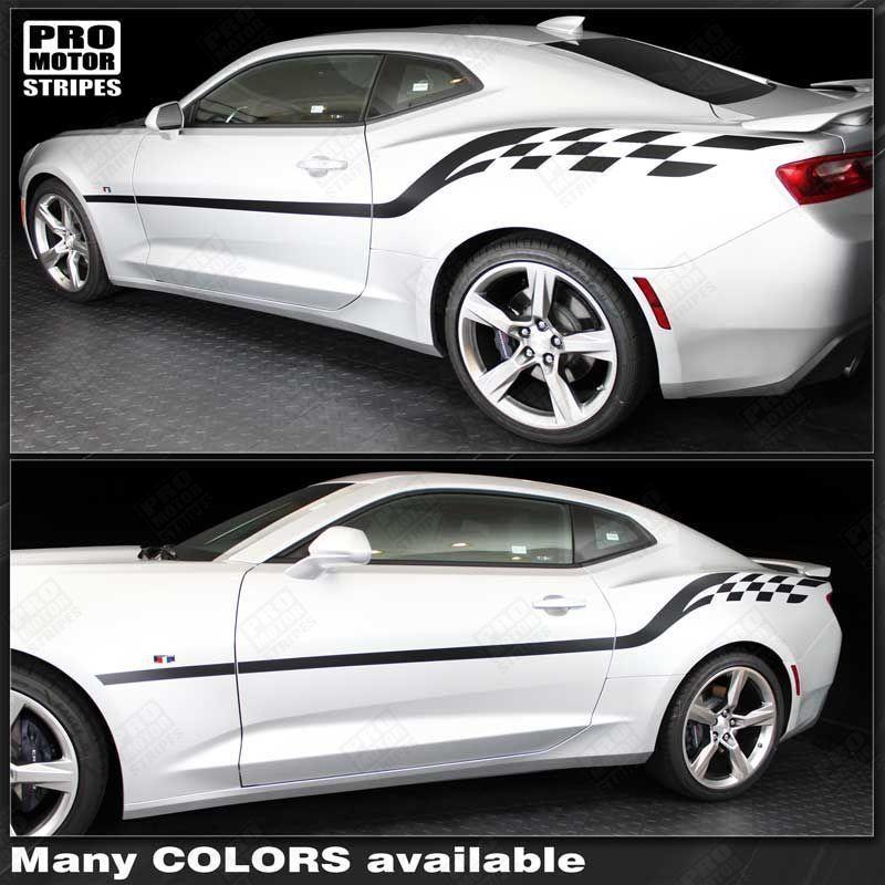 Chevrolet Camaro 2010 2024 Checkered Style Side Stripes