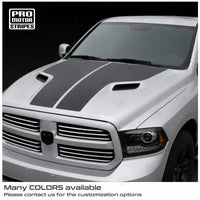 Dodge RAM 2009-2018 Split Hood Accent T-Stripes Decals Graphic
