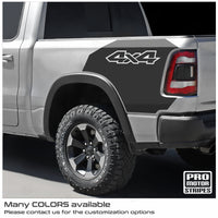 Dodge RAM 1500 Rebel 2019-2024 Rear Quarter Bed Decal 4x4 Stripe