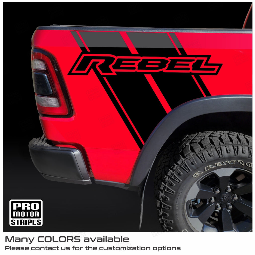 Rebel Racing Decals Dodge RAM 1500 Rebel 2019-2024 Rear Quarter Side Bed Decals ...