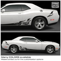 Dodge Challenger 2008-2023 Fire Flame Rocker Panel Stripes Decals