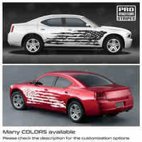 Dodge Charger 2006-2023 Tattered American Dirt Torn Flag Side Decals Stripes