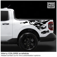 Ford Maverick 2022-2025 Side Bed Tattered Flag Decals Stripes