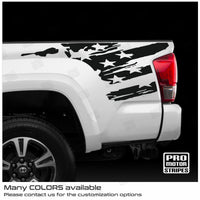 Toyota Tacoma 2016-2023 Bed Side Tattered Flag Decals Stripes