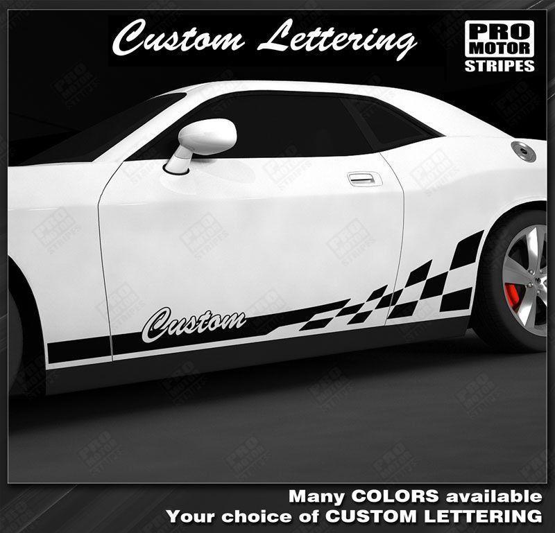 Dodge Challenger 2008-2023 Checkered Rocker Stripes w/ Lettering 12255 ...