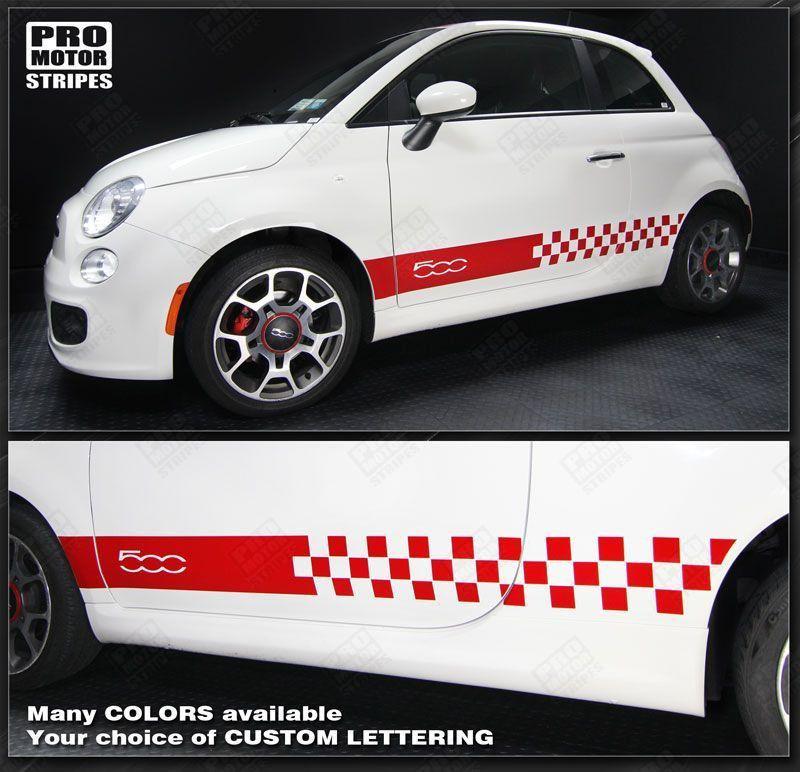 2007 2008 2009 2010 2011 2012 2013 2014 2015 Fiat 500 side
 rocker panel Decals Stripes 152620090958-1