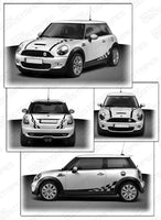 2008 2009 2010 2011 2012 2013 2014 Mini Cooper hood
 side
 trunk
 door
 rocker panel Decals Stripes 122551585486-2